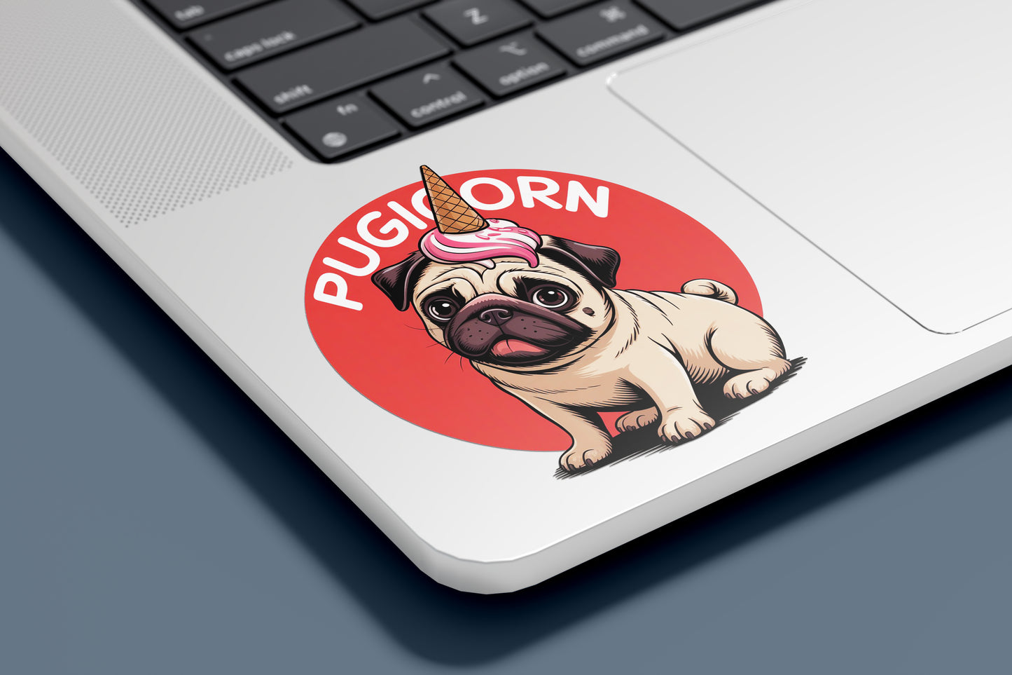 Cute Pugicorn Sticker β Adorable Pug with Ice Cream Unicorn Horn Illustration