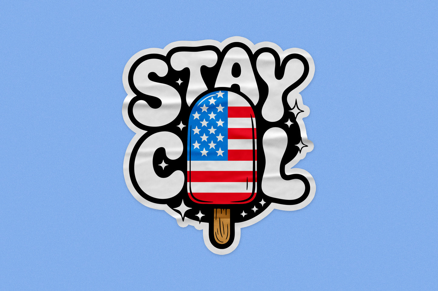Funny Stay Cool American Ice Cream Sticker β Humorous Dessert Illustration for People in the U.S