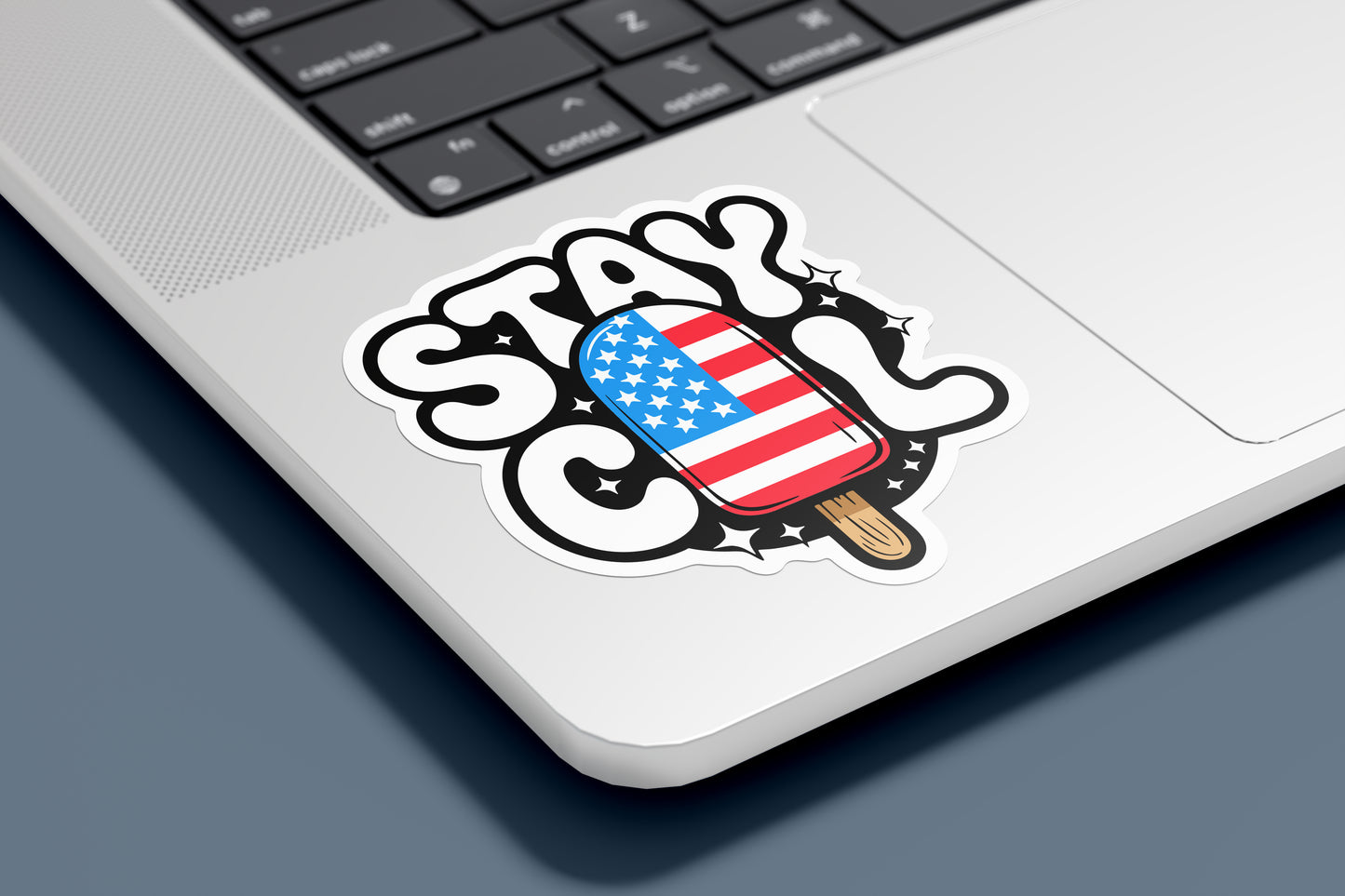 Funny Stay Cool American Ice Cream Sticker β Humorous Dessert Illustration for People in the U.S