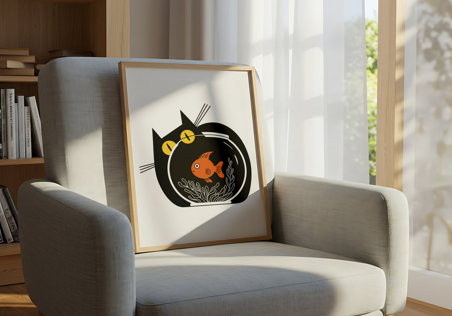 Minimalist Cat Fish - Dog and Cat Posters