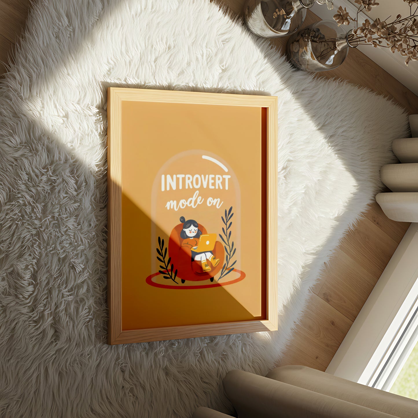 "Introvert Mode On" – Cozy Illustrated Wall Art for Introverts - Mental Health Poster