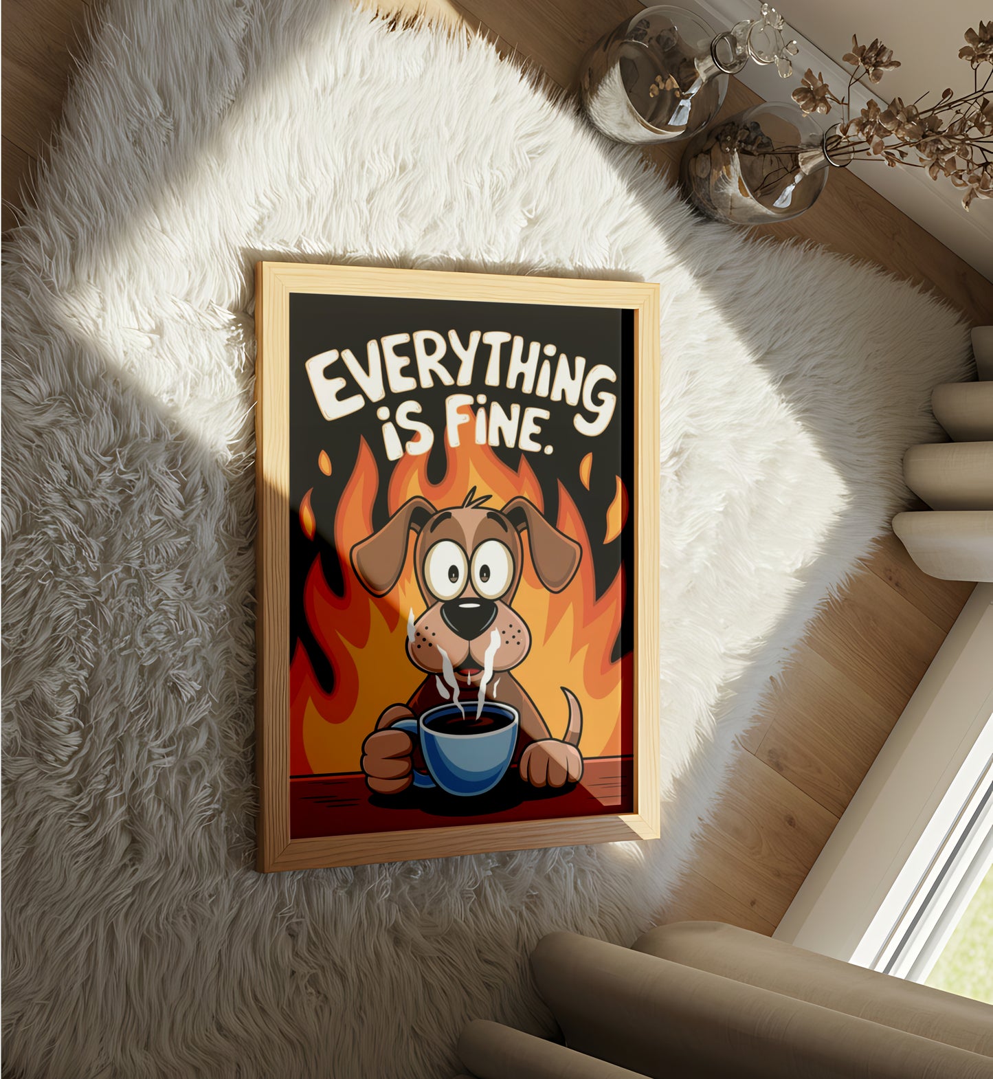 Everything is Fine Dog Coffee - Dog and Cat Posters