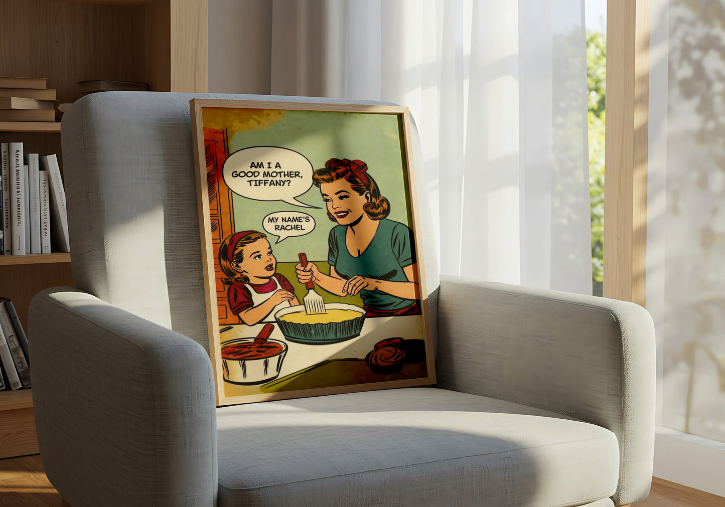 "Am I a Good Mother?" Vintage Retro Mom and Daughter Comic - Funny Poster