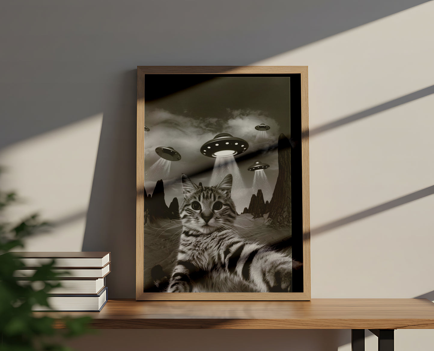Selfie Cat with UFOs - Dog and Cat Posters