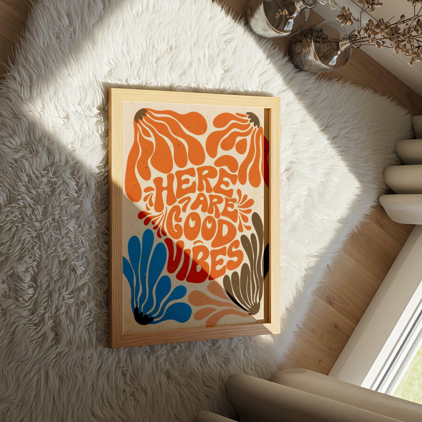 "Retro Good Vibes" Colorful Psychedelic Wall Art - Mental Health Poster