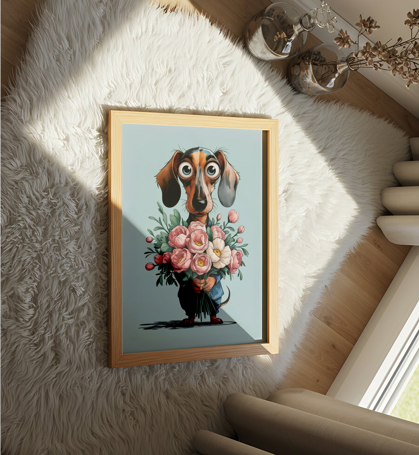 Dachshund with Flowers - Dog and Cat Posters