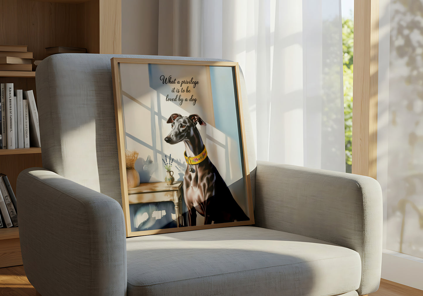 "What a Privilege It Is to Be Loved by a Dog" Elegant Dog Portrait - Dog and Cat Posters