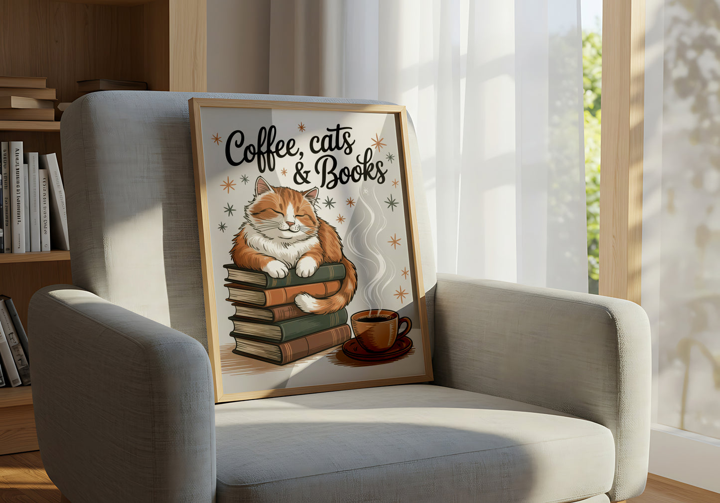 Coffee, Cats and Books - Dog and Cat Posters