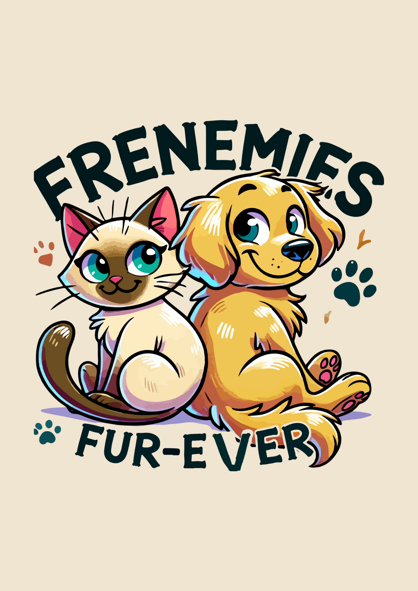 Frenemies Fur-ever - Dog and Cat Posters