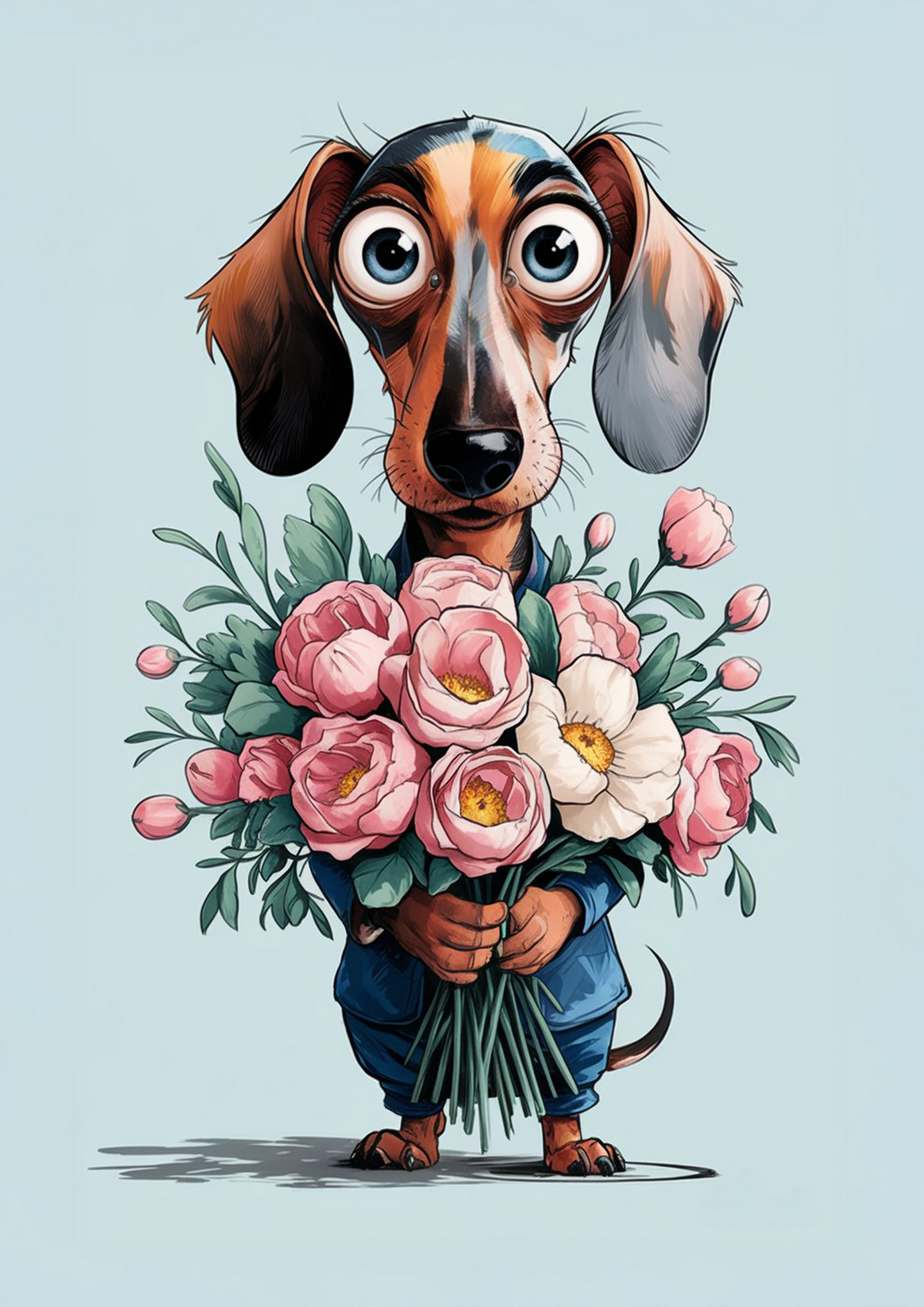 Dachshund with Flowers - Dog and Cat Posters