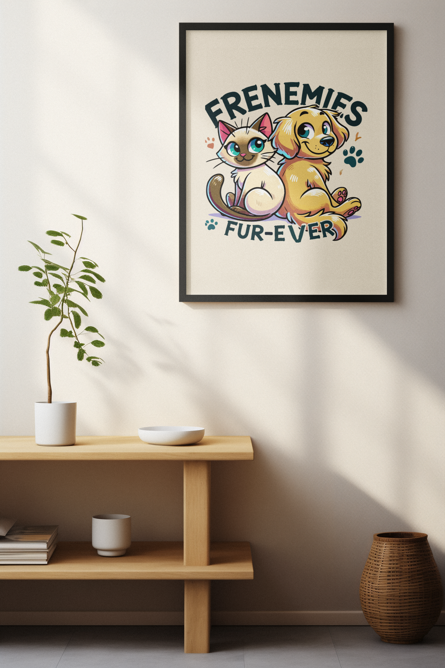 Frenemies Fur-ever - Dog and Cat Posters