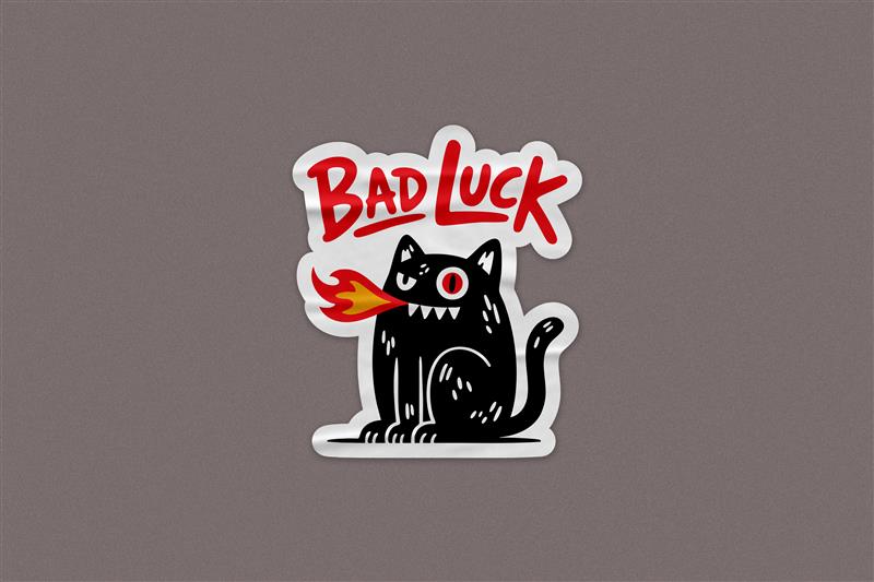 Bad Luck Black Cat Sticker β Cool Fire-Breathing Cat Design for Goth & Halloween Vibes