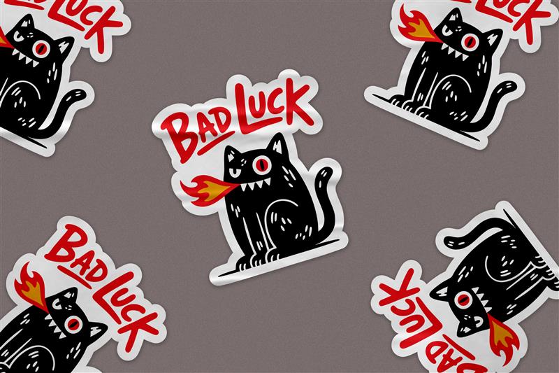 Bad Luck Black Cat Sticker β Cool Fire-Breathing Cat Design for Goth & Halloween Vibes