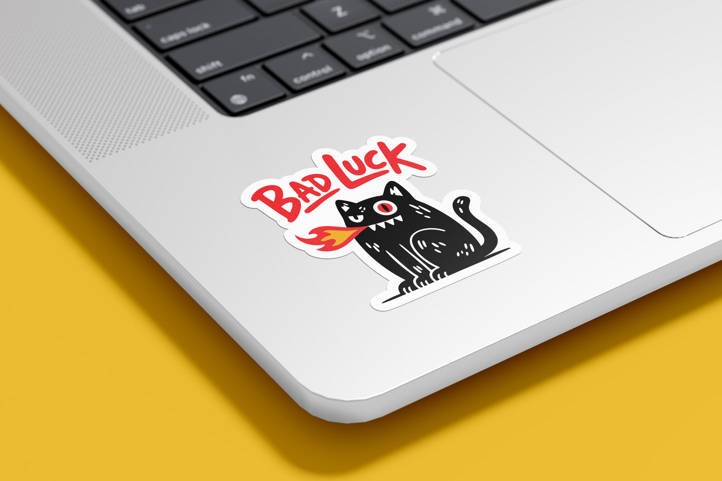 Bad Luck Black Cat Sticker β Cool Fire-Breathing Cat Design for Goth & Halloween Vibes