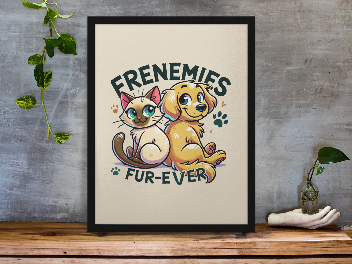Frenemies Fur-ever - Dog and Cat Posters