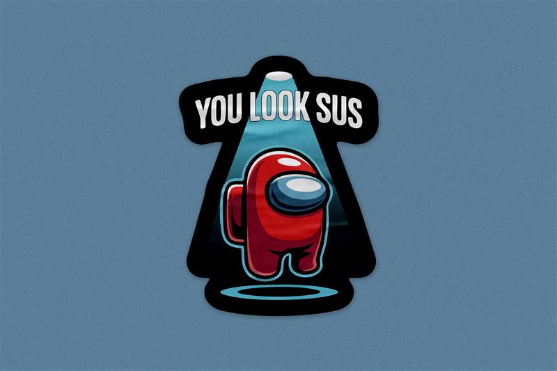 "You Look Sus" Sticker β Funny Among Us Inspired Crewmate Vinyl Decal for Gamers & Streamers