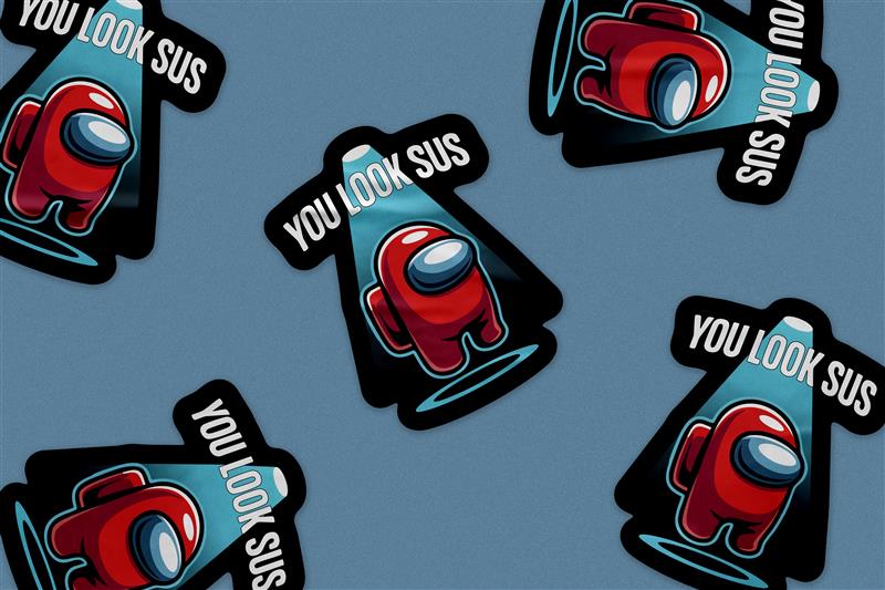 "You Look Sus" Sticker β Funny Among Us Inspired Crewmate Vinyl Decal for Gamers & Streamers