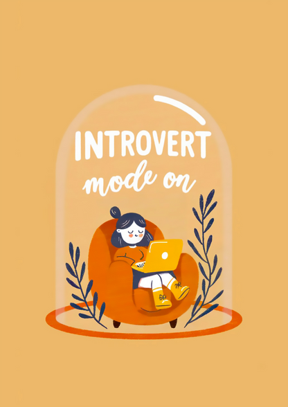 "Introvert Mode On" – Cozy Illustrated Wall Art for Introverts - Mental Health Poster