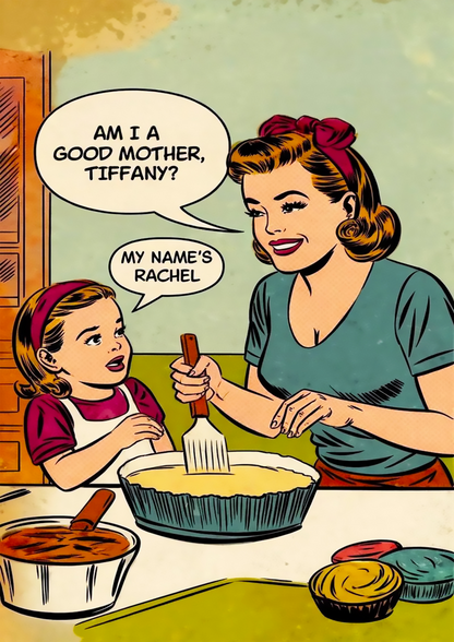 "Am I a Good Mother?" Vintage Retro Mom and Daughter Comic - Funny Poster