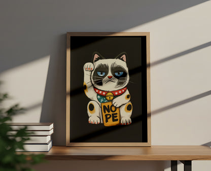 Grumpy Lucky Cat said NOPE - Dog and Cat Posters