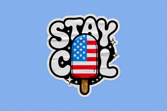 Funny Stay Cool American Ice Cream Sticker – Humorous Dessert Illustration for People in the U.S