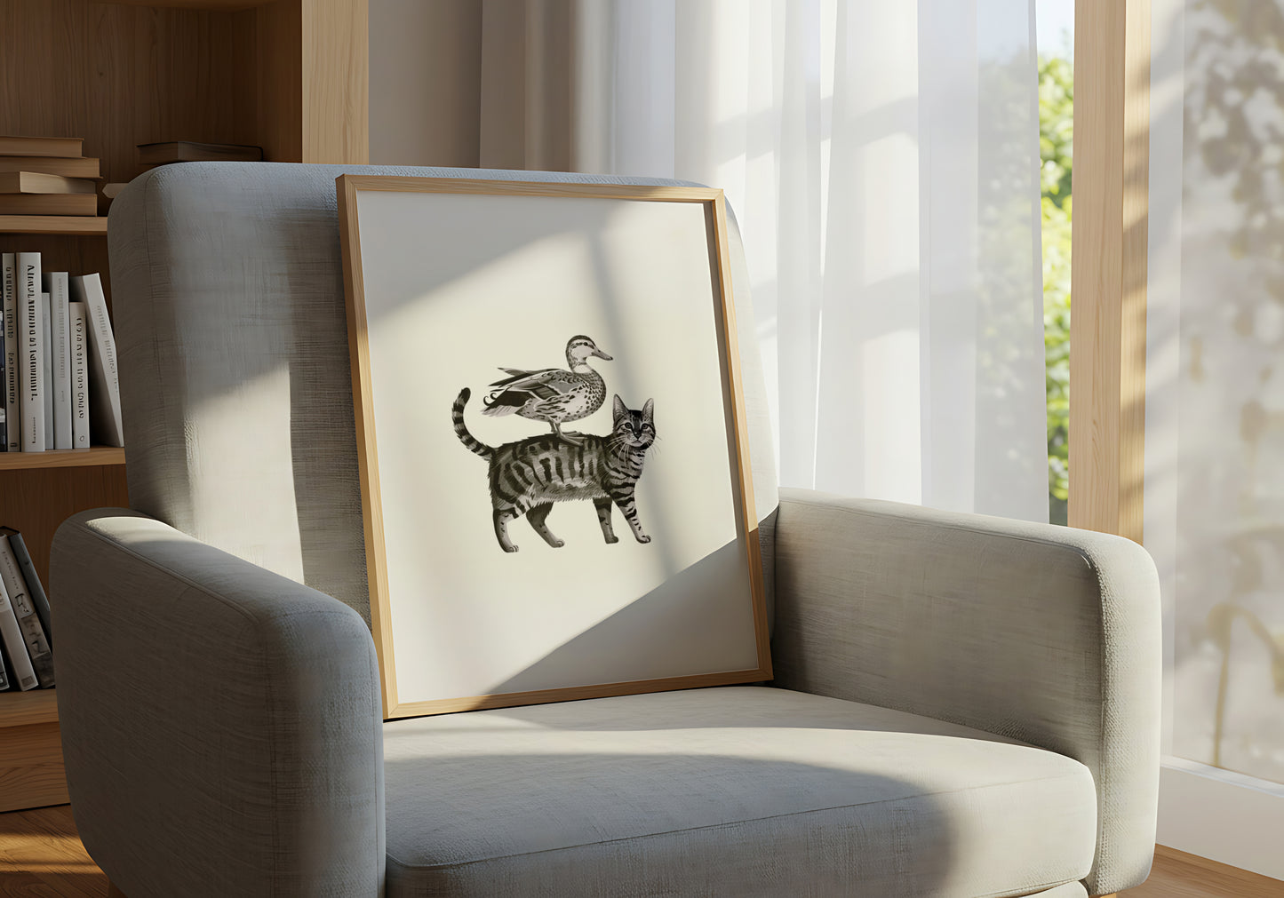 Minimalist Cat and Duck - Dog and Cat Posters