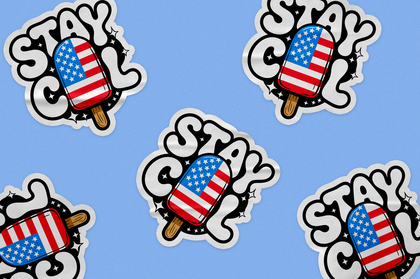 Funny Stay Cool American Ice Cream Sticker – Humorous Dessert Illustration for People in the U.S