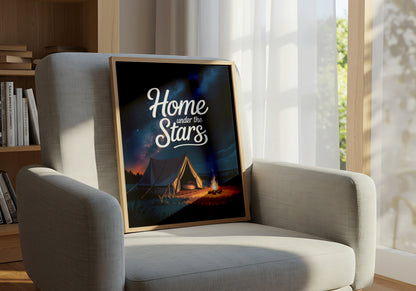 "Home Under the Stars" Night Camping Tent with Campfire and Starry Sky - Outdoor Activities