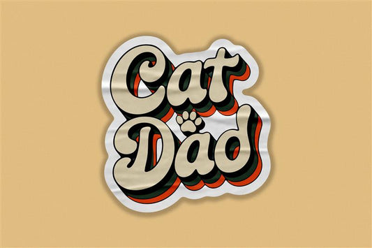 Cute Cat Dad Sticker – Funny Pet Lover Typography Decal for Cat Dads & Animal Lovers