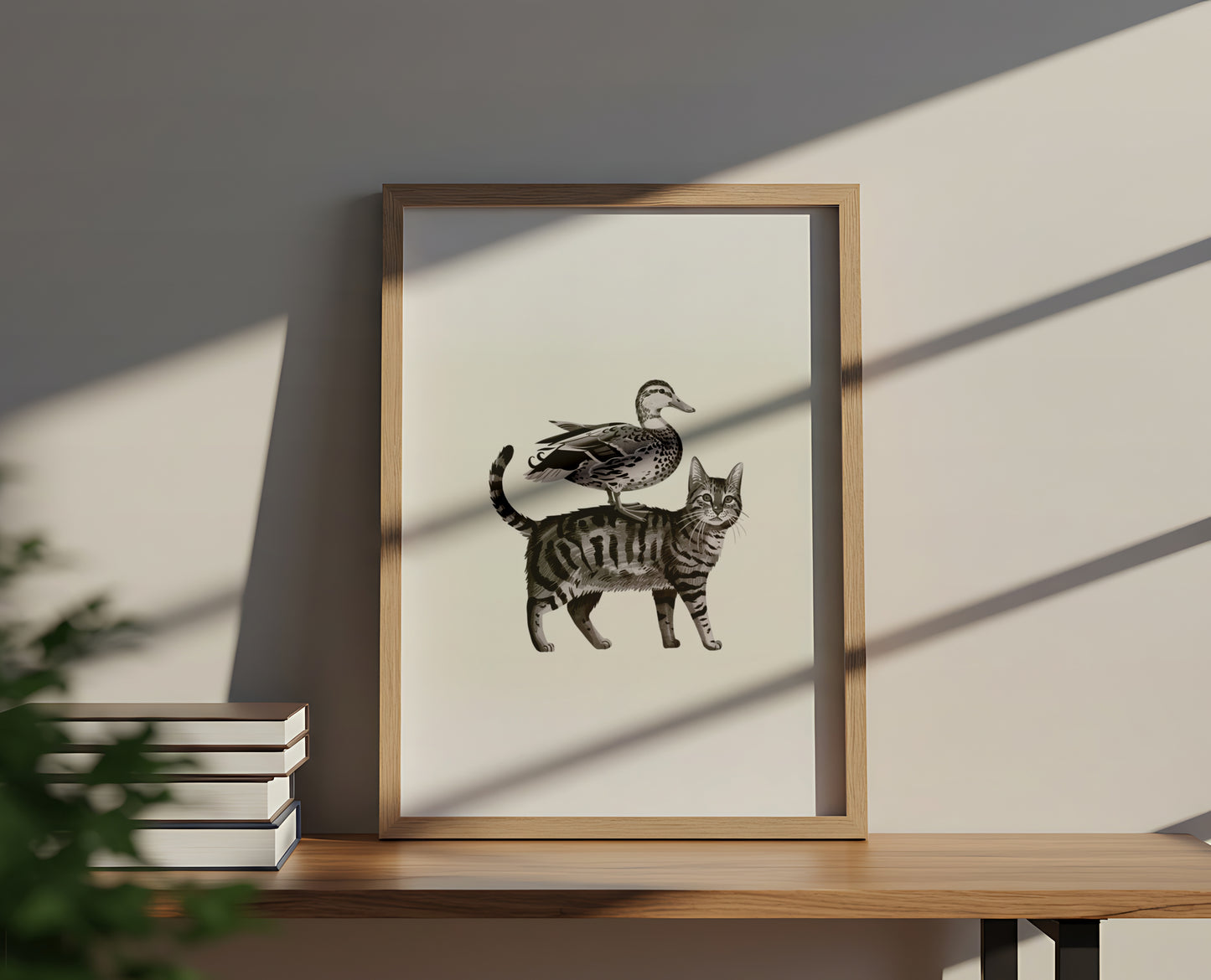 Minimalist Cat and Duck - Dog and Cat Posters