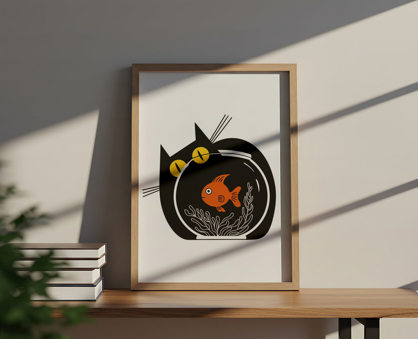 Minimalist Cat Fish - Dog and Cat Posters