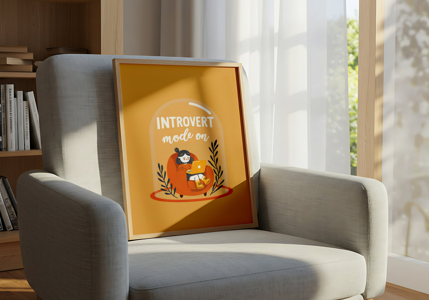 "Introvert Mode On" – Cozy Illustrated Wall Art for Introverts - Mental Health Poster