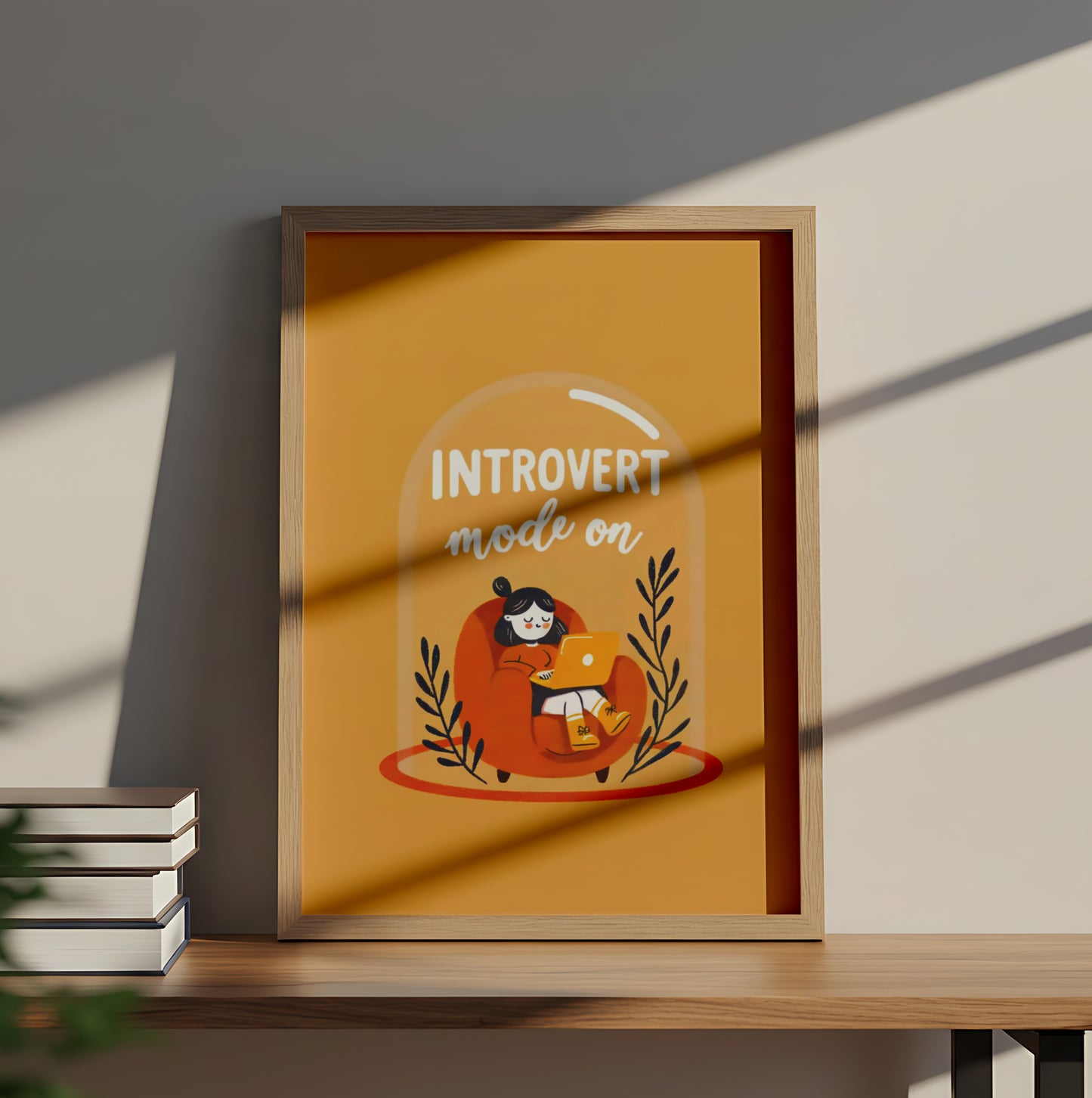 "Introvert Mode On" – Cozy Illustrated Wall Art for Introverts - Mental Health Poster