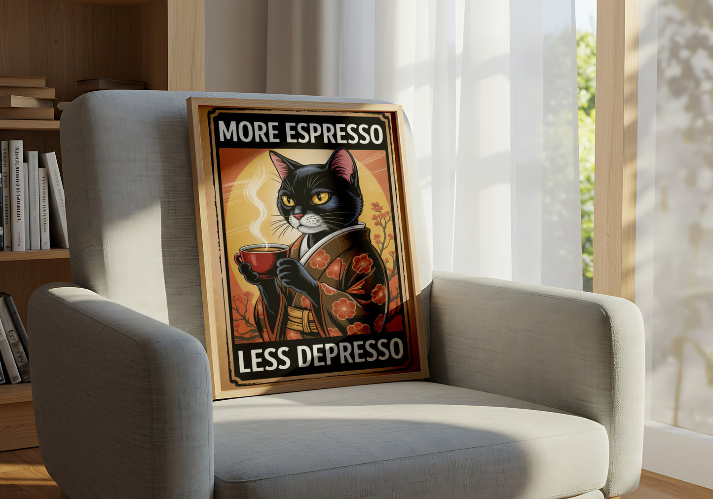 Coffee Cat: More Espresso Less Depresso - Dog and Cat Posters