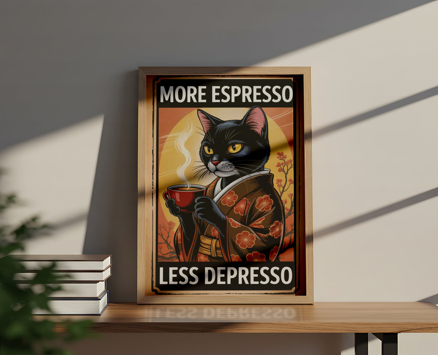 Coffee Cat: More Espresso Less Depresso - Dog and Cat Posters