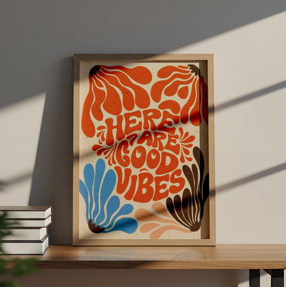 "Retro Good Vibes" Colorful Psychedelic Wall Art - Mental Health Poster