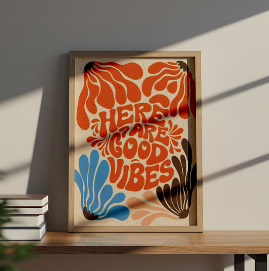 "Retro Good Vibes" Colorful Psychedelic Wall Art - Mental Health Poster