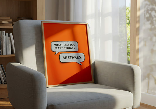 Funny Mistakes Quote Bubble Message Wall Art - Mental Health Poster