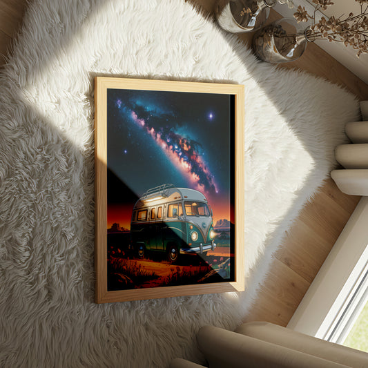 Vintage Camper Van Road Trip Under Milky Way Galaxy a Night Sky Adventure - Outdoor Activities