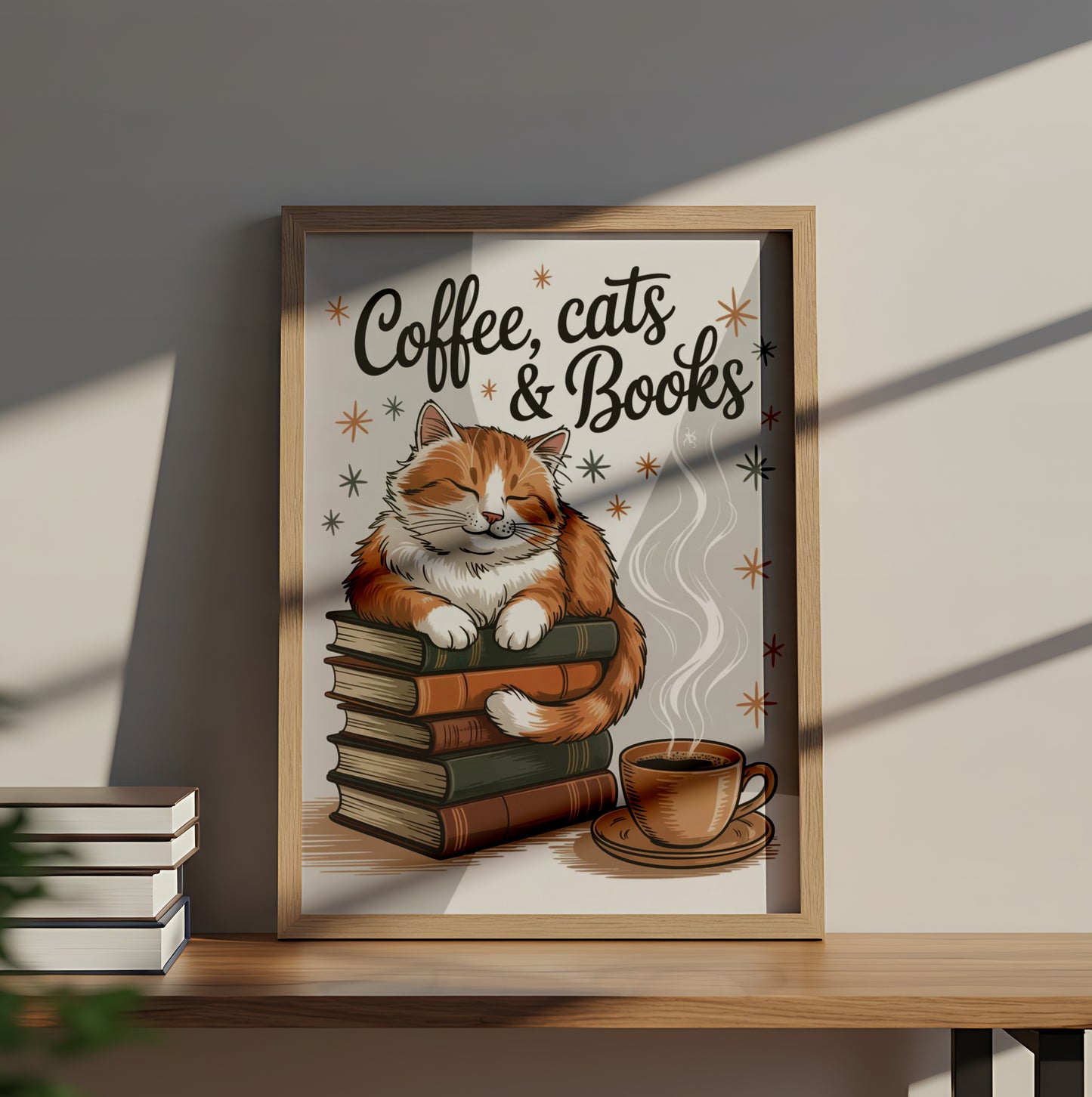 Coffee, Cats and Books - Dog and Cat Posters