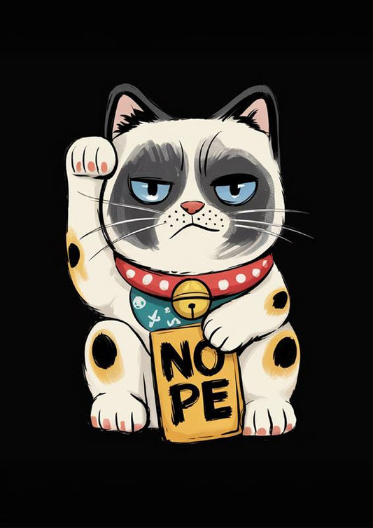 Grumpy Lucky Cat said NOPE - Dog and Cat Posters