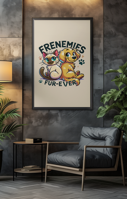 Frenemies Fur-ever - Dog and Cat Posters