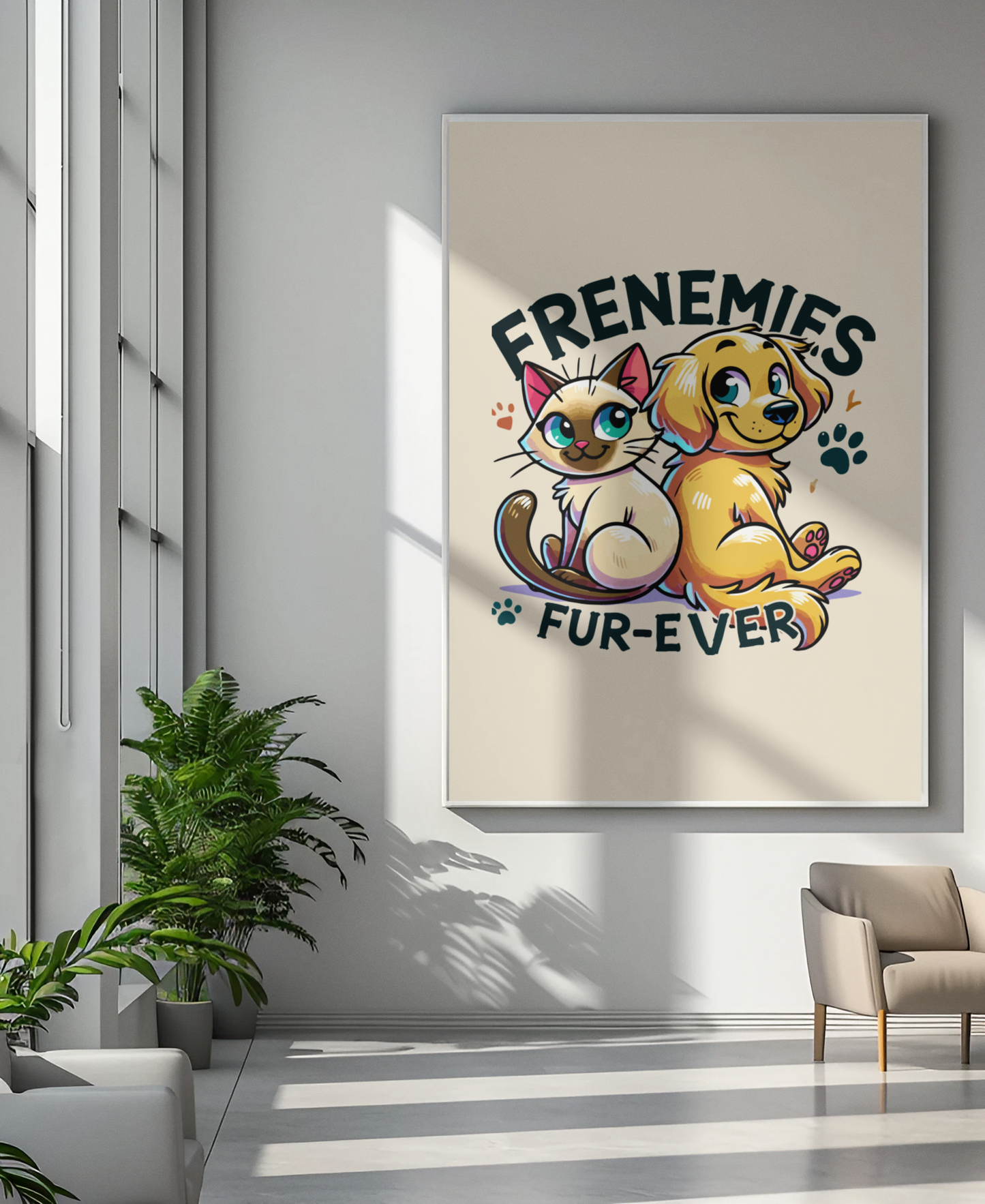 Frenemies Fur-ever - Dog and Cat Posters