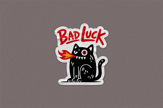 Bad Luck Black Cat Sticker – Cool Fire-Breathing Cat Design for Goth & Halloween Vibes