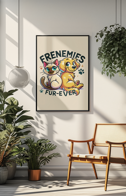 Frenemies Fur-ever - Dog and Cat Posters