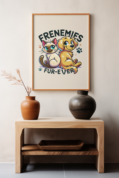 Frenemies Fur-ever - Dog and Cat Posters